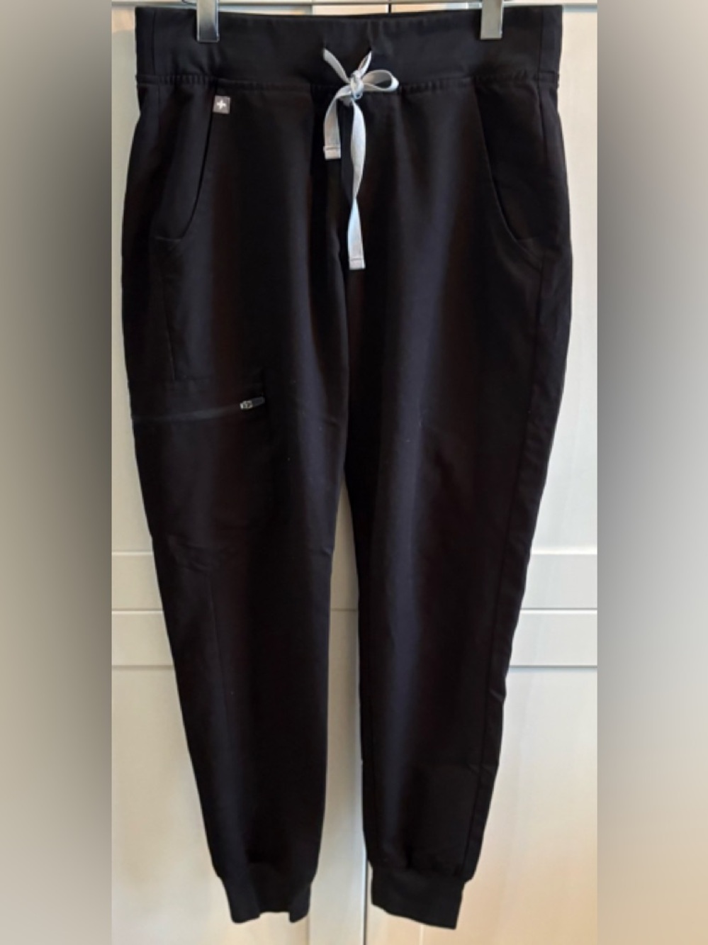 Figs Black Jogger Pants with Light Gray Drawstring